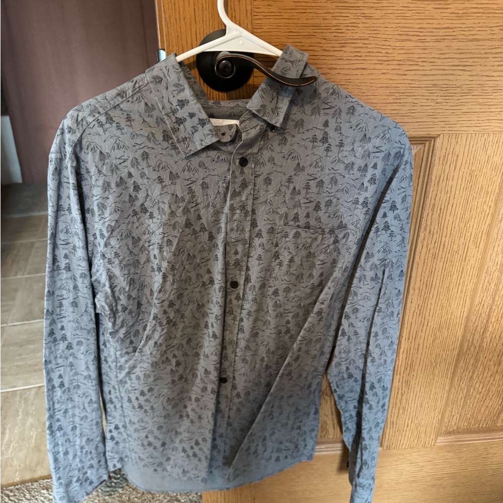 Goodfellow & Co Men's Black and Gray Patterned Shirt